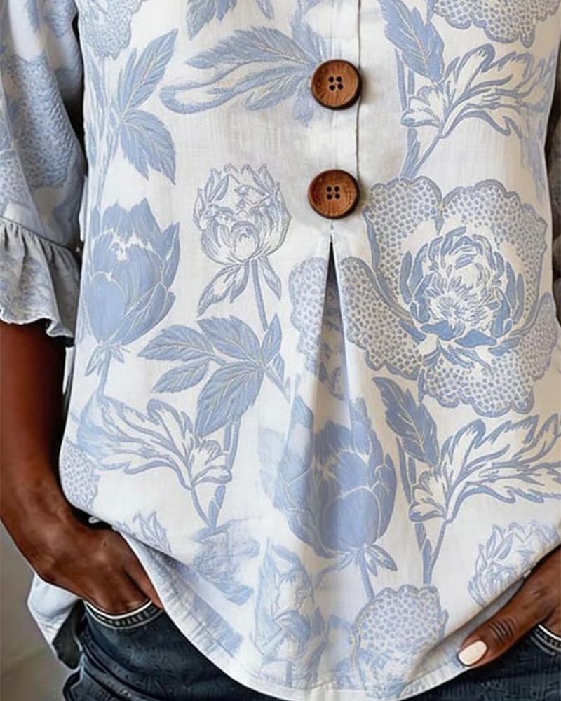 Blouse Imprimée Manchette Volantée