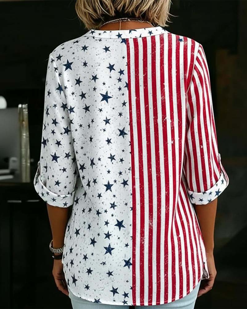 Blouse Col V Manches Trois-Quarts