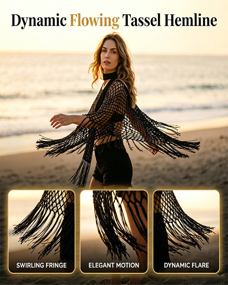 Pullover Frange Mesh Évidé