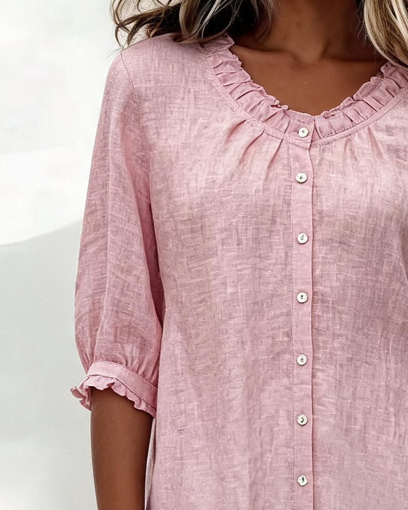 Chemise Volant Garniture Bouton
