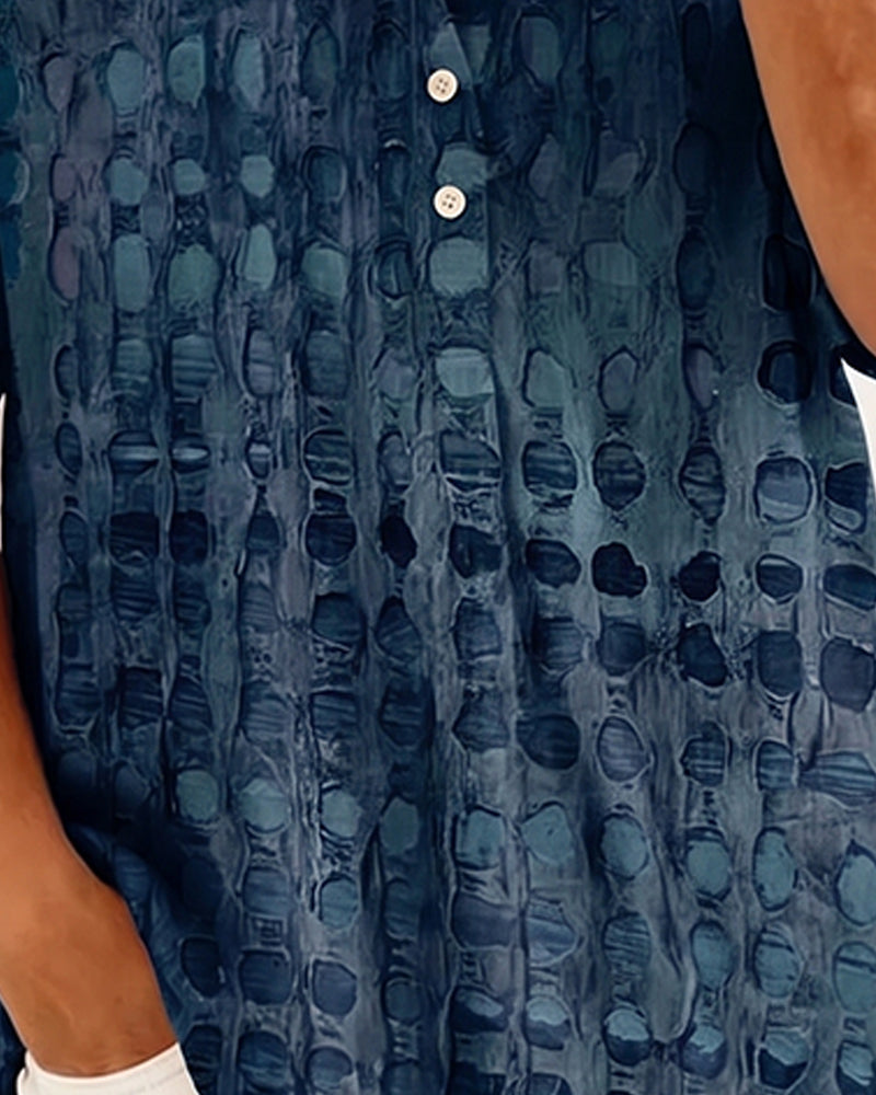 Blouse Imprimé Pois Bouton Demi-Patron