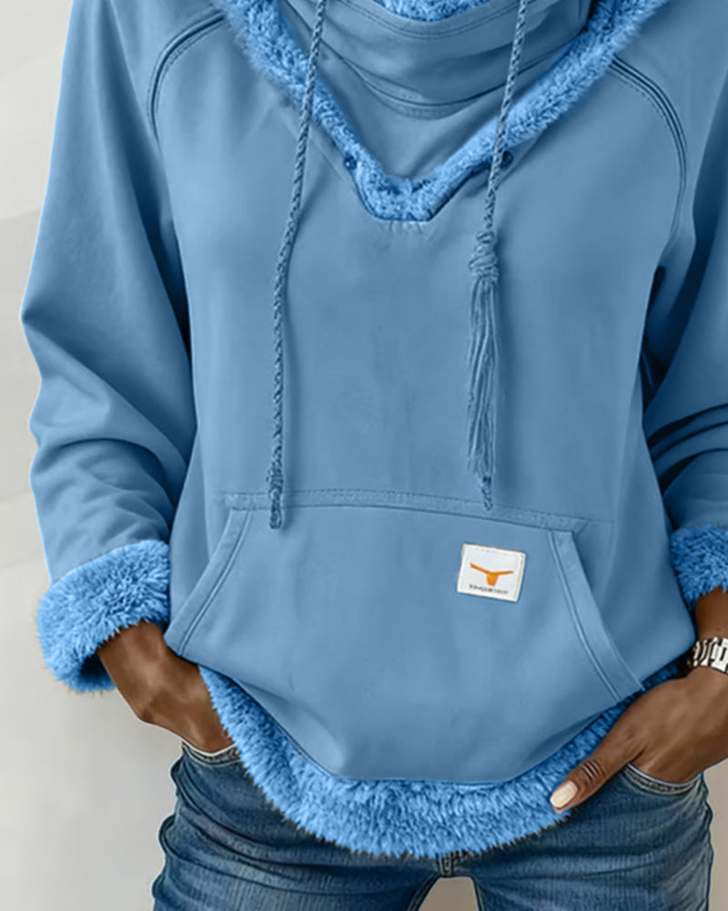 Sweat À Manches Longues À Détails Patchwork Et Poche