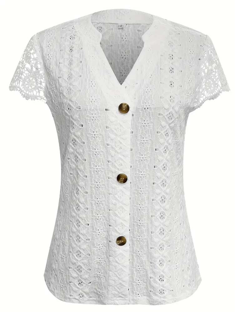 Blouse Unie Creuse Manches Courtes
