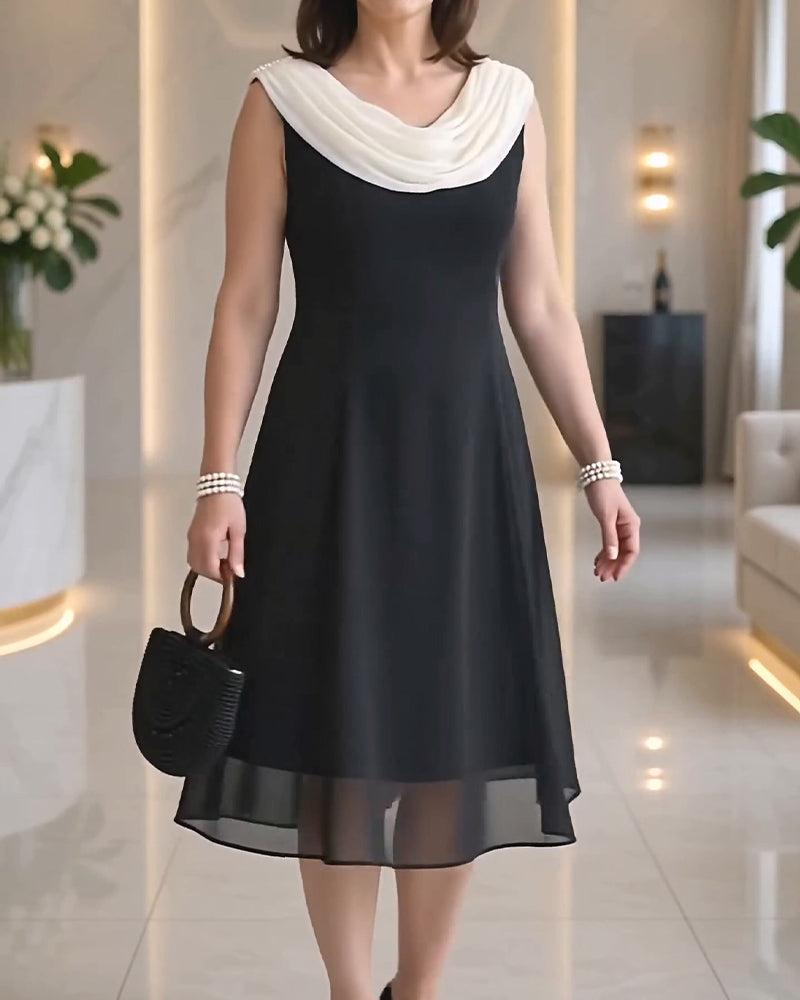 Robe Col-Mock Sans-Manches Mesh