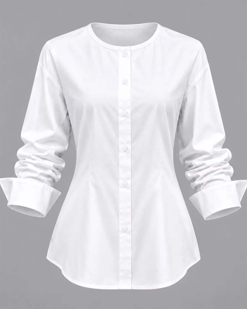Ensemble Bouton Incliné Col Montant Gilet Chemise