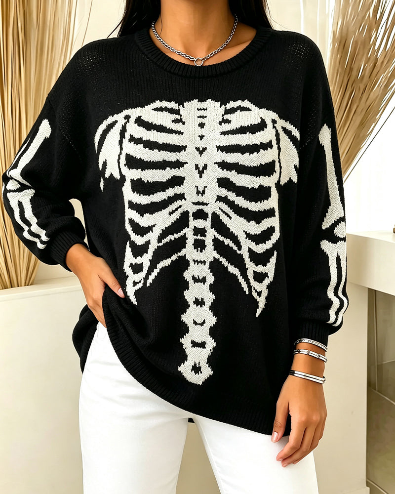 Pullover Col Rond Manches Longues Imprimé