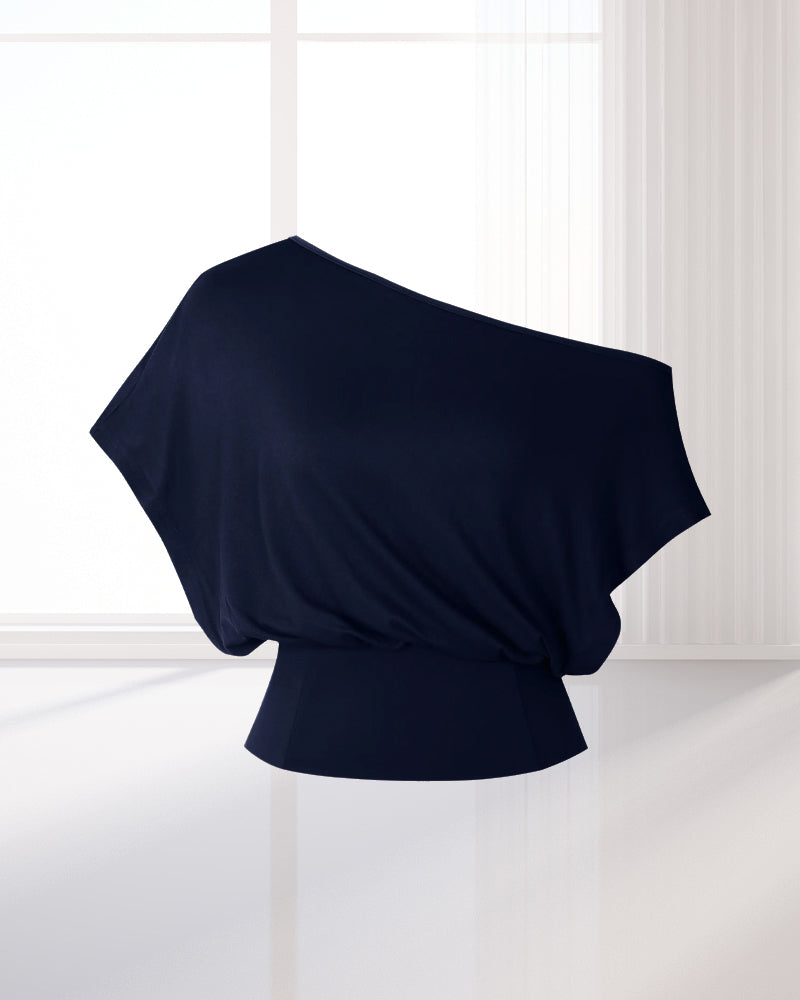 T-Shirt Ourlet Asymétrique Ajusté Chauve-Souris