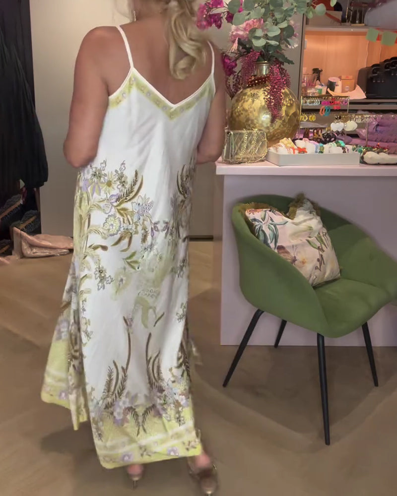 Robe Camisole Col V Imprimé Placé