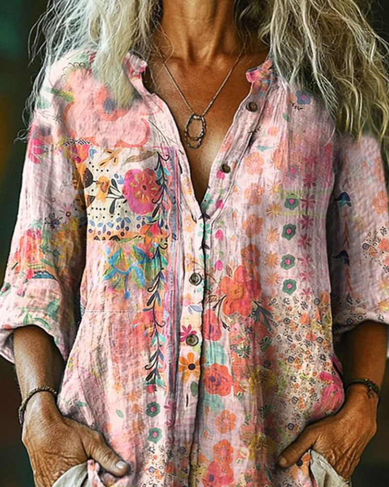 Chemise Artistique Imprimé Fleuri