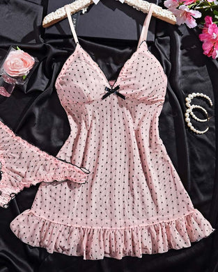 Set Pois Mesh Robe De Nuit