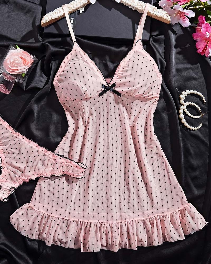 Set Pois Mesh Robe De Nuit