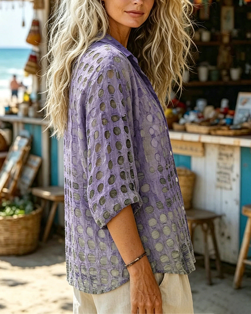 Chemise Dégradé Pois Col Manches Longues