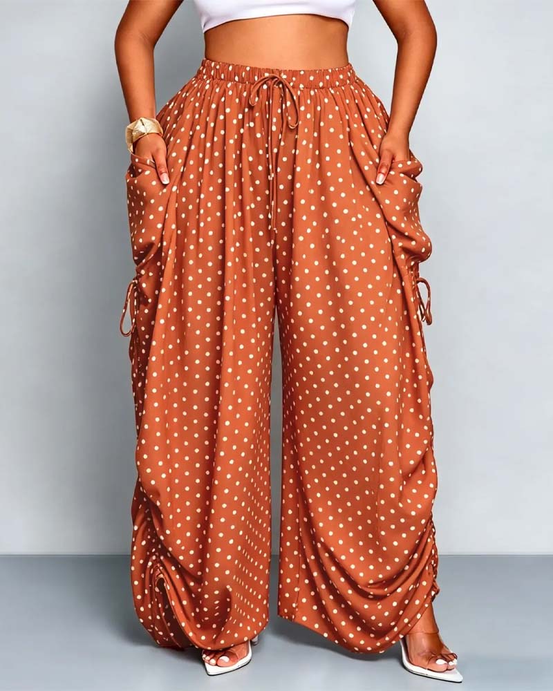 Pantalon Petit Pois Large Jambe Lounge
