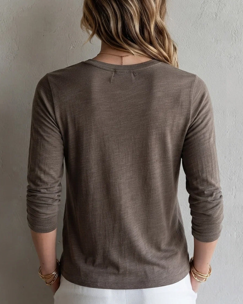 T-Shirt Ourlet Attacher Manches Longues