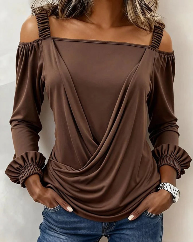 Haut Camisole Hors-Épaule Croisé Manche-Pouf