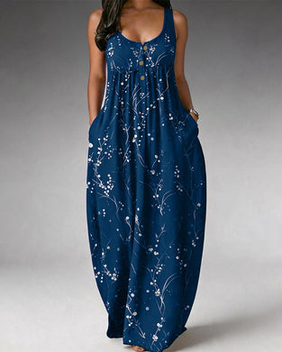 Robe Sans Manches Bouton Tricot Imprimé