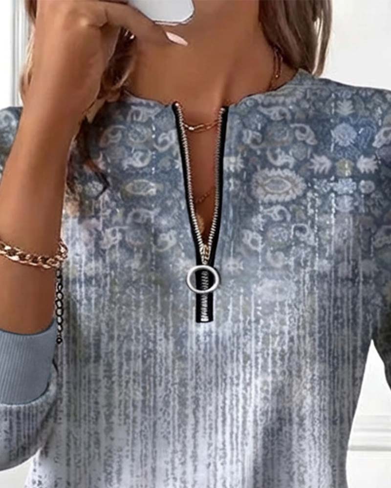 Sweat Avec Détail de Zip, Design d'Impression Rétro Et Ambiance Détendue