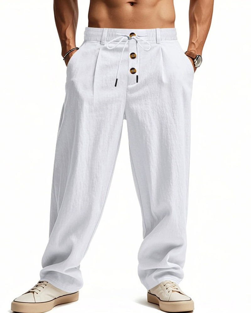 Pantalon Décontracté Uni Jambe Droite