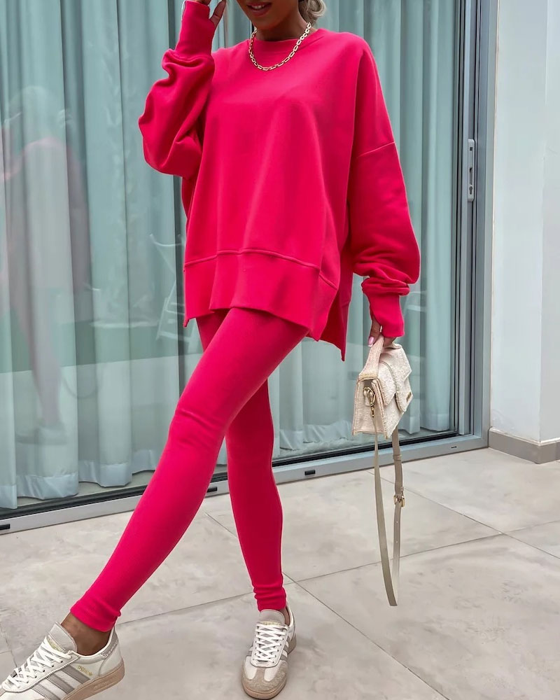 Ensemble Slim Pantalon Ample Sweatshirt