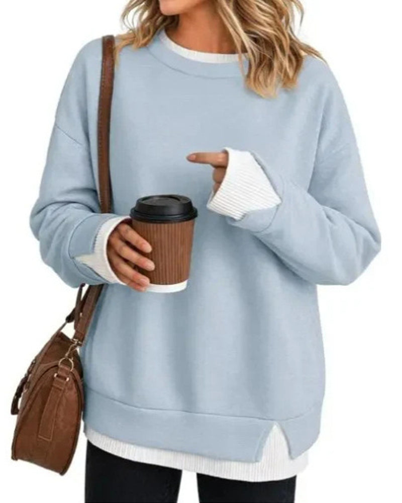 Sweat Faux Superposé Ample Manche Longue