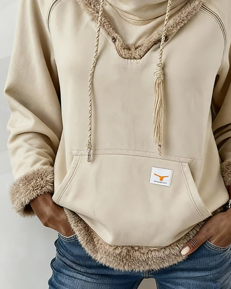 Sweat À Manches Longues À Détails Patchwork Et Poche