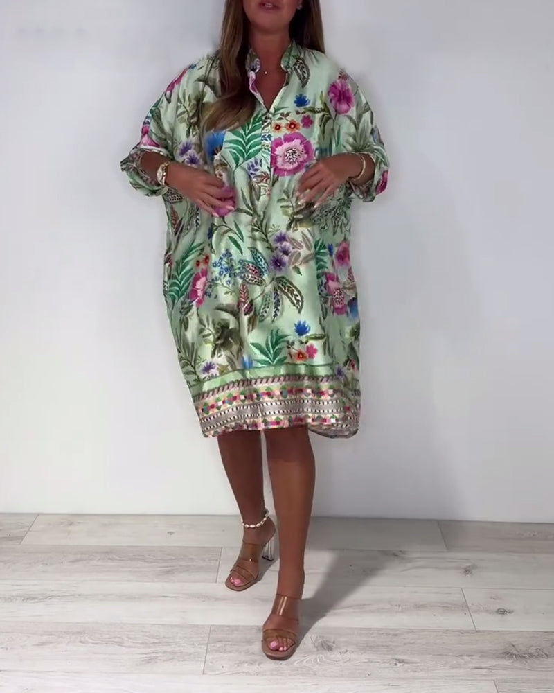 Robe Col montant Vacances Florale