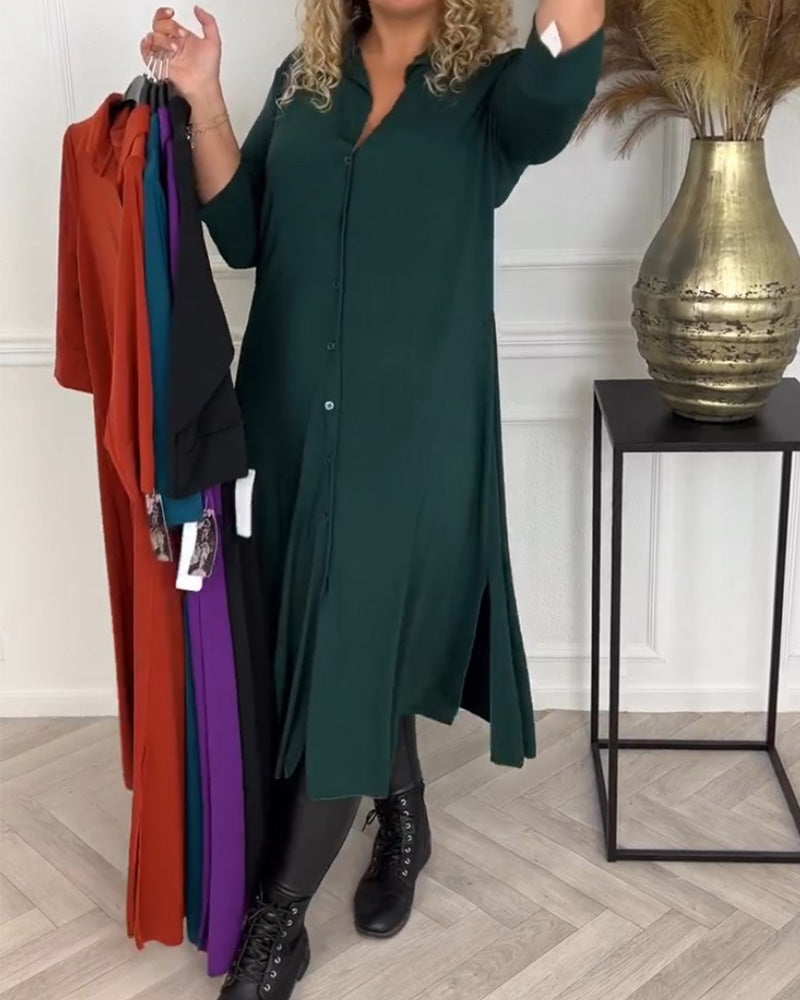 Robe chemise unie boutonnée