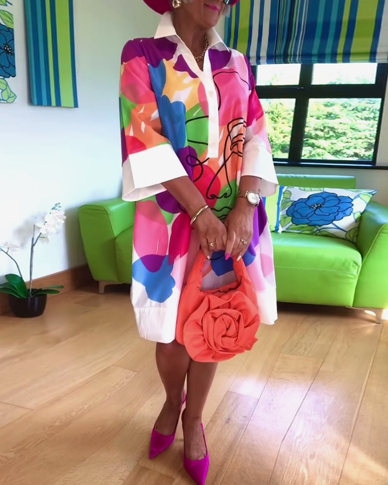 Robe à imprimé portrait couleur revers