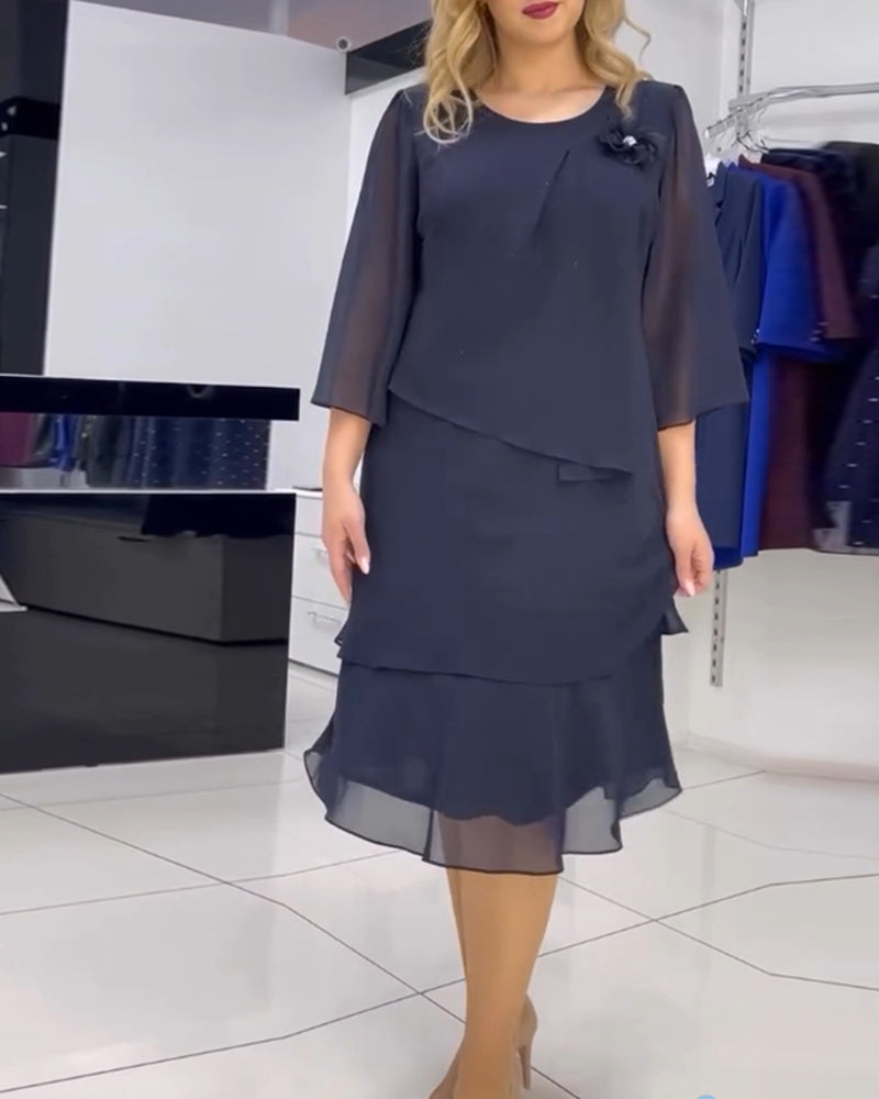 Robe élégante en patchwork irrégulier de couleur unie