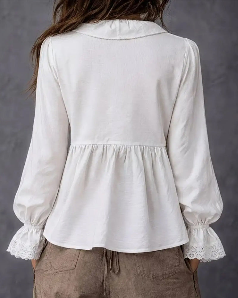 Blouse À Fermeture Éclair Et Manches À Volants