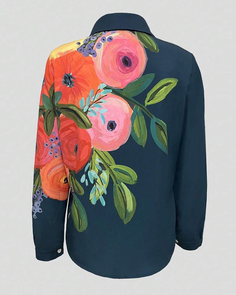 Blouse Imprimé Col Montant