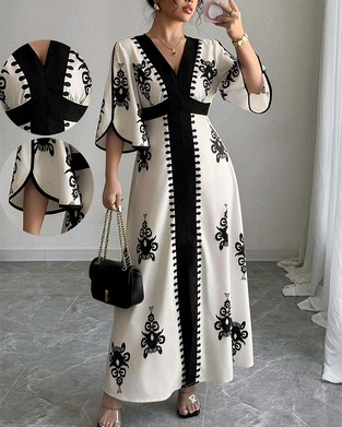 Robe Maxi Imprimé Bohème Col V