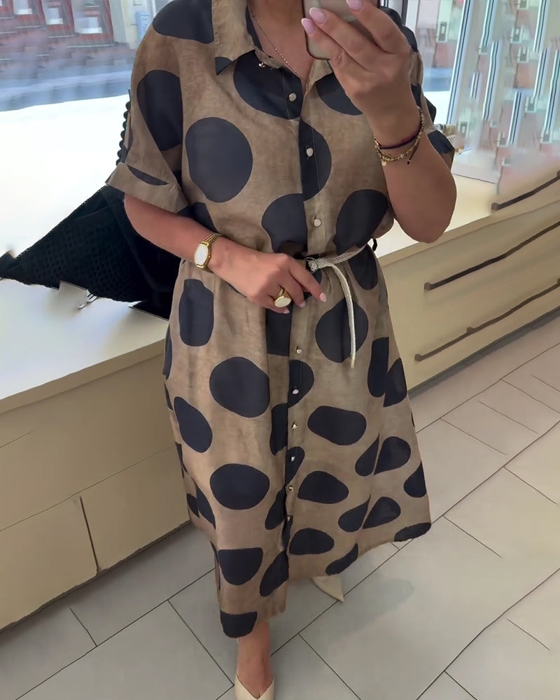 Robe Décontractée À Revers, À Pois