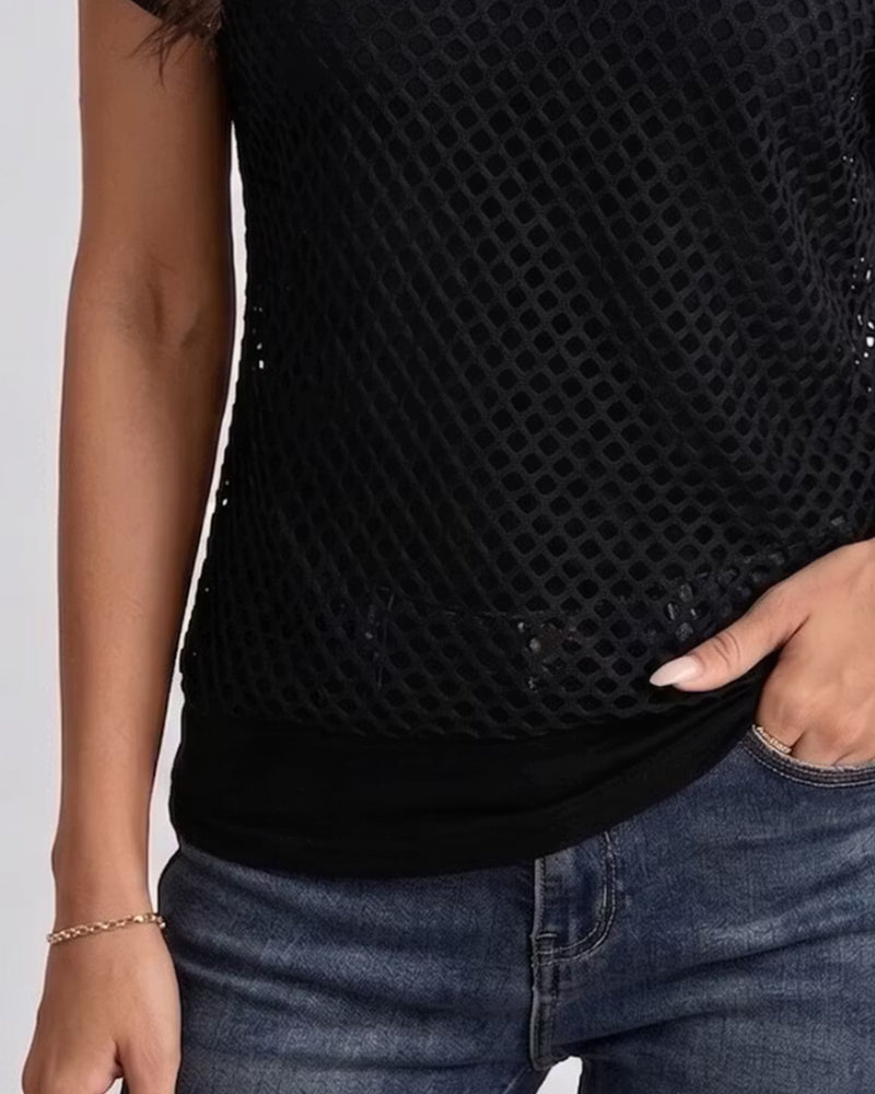 Set Mesh Off-Shoulder Ajusté Tank