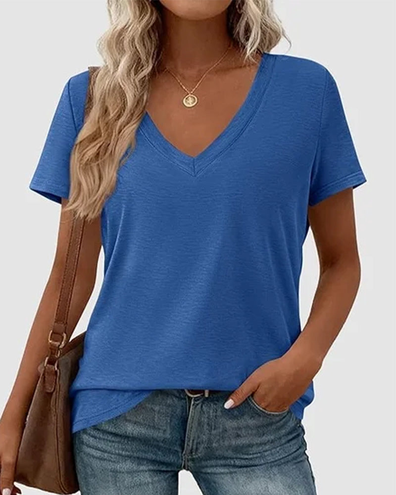 T-Shirt Pullover Col V Uni