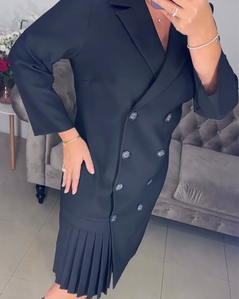 Robe élégante unie à double boutonnage