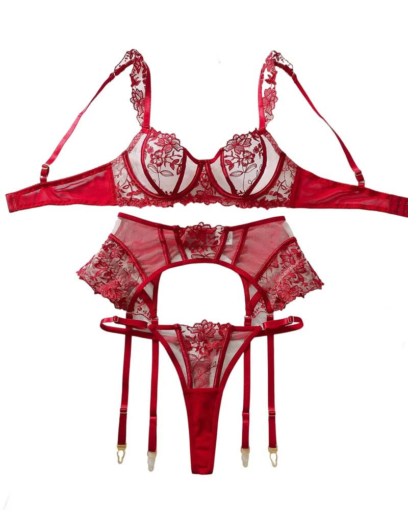 Porte-Jarretelles Lingerie Ensemble 3 Pièces