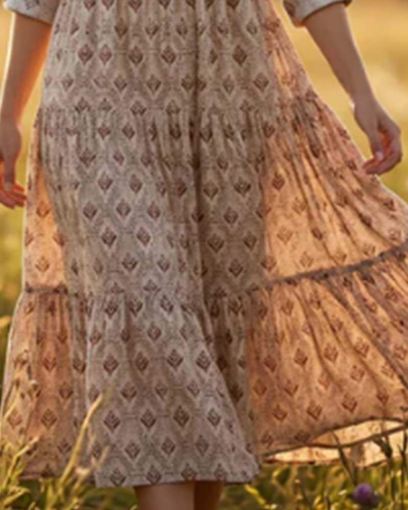 Robe Vintage Col En V Fleurie