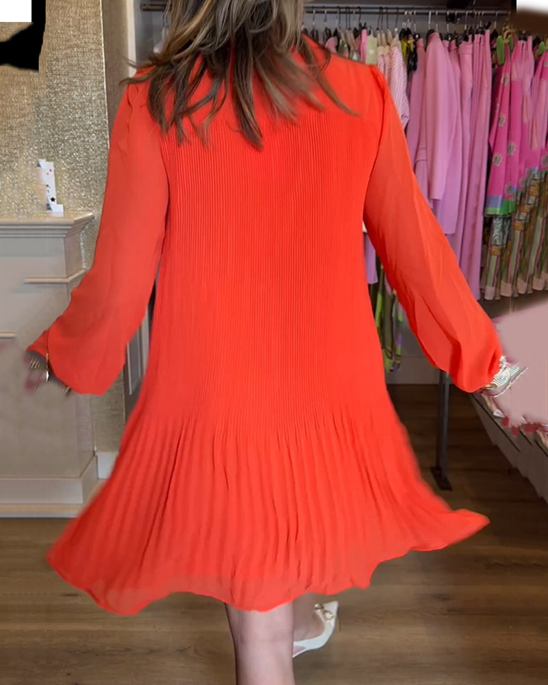 Robe plissée patchwork unie pour femme