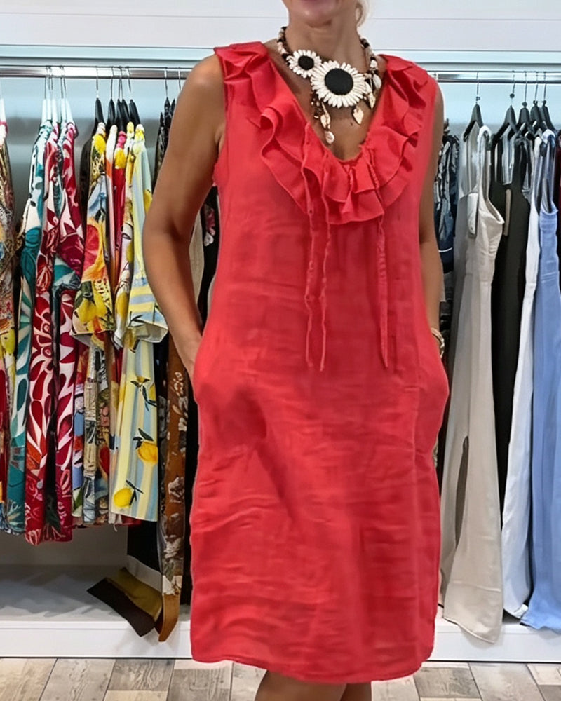 Robe Volant Sans Manches Décontractée
