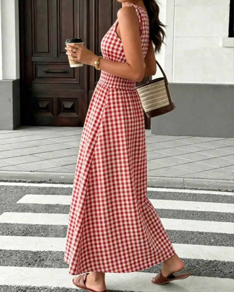 Robe Lacet Écossais Bretelle Ligne A