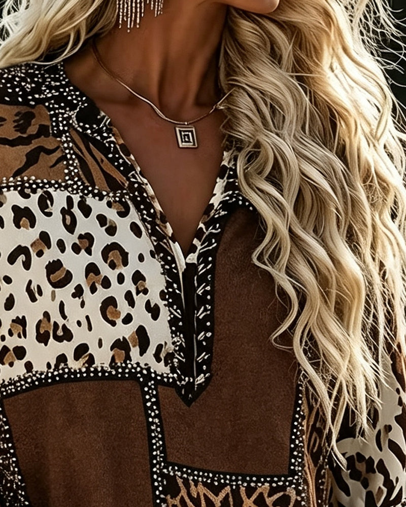 Blouse Léopard Bloc De Couleur