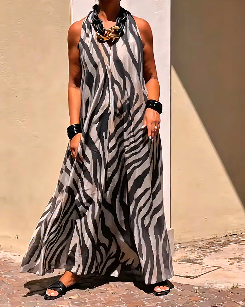 Robe Col Halter Imprimé Maxi