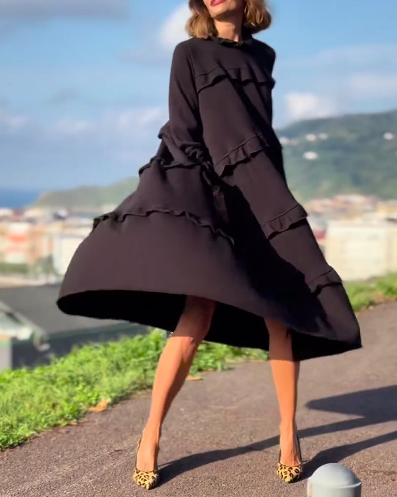 Robe décontractée de style doux de couleur unie