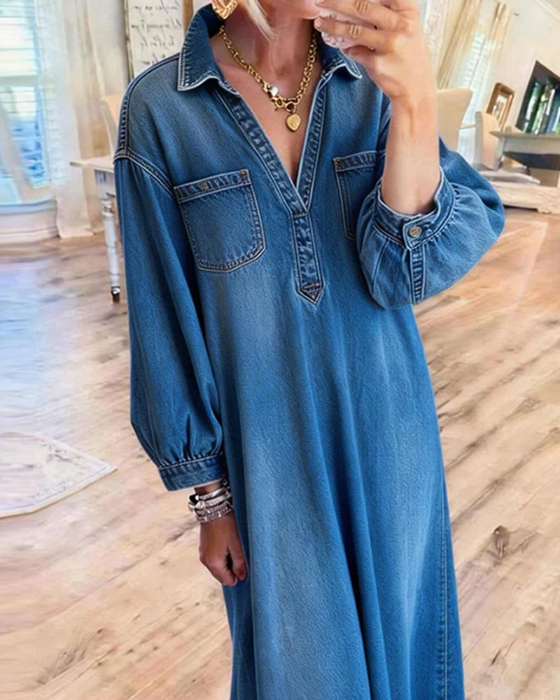 Robe Denim Style Chemise Maxi