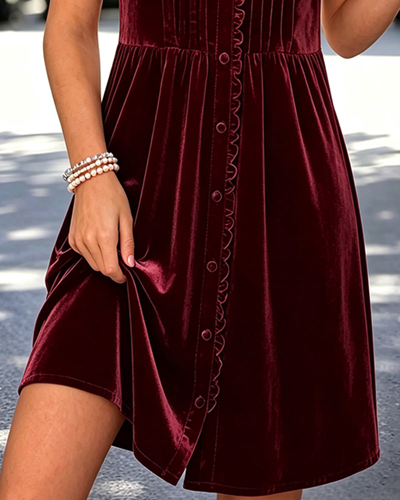 Robe Col V Manche Bouffante Froncée