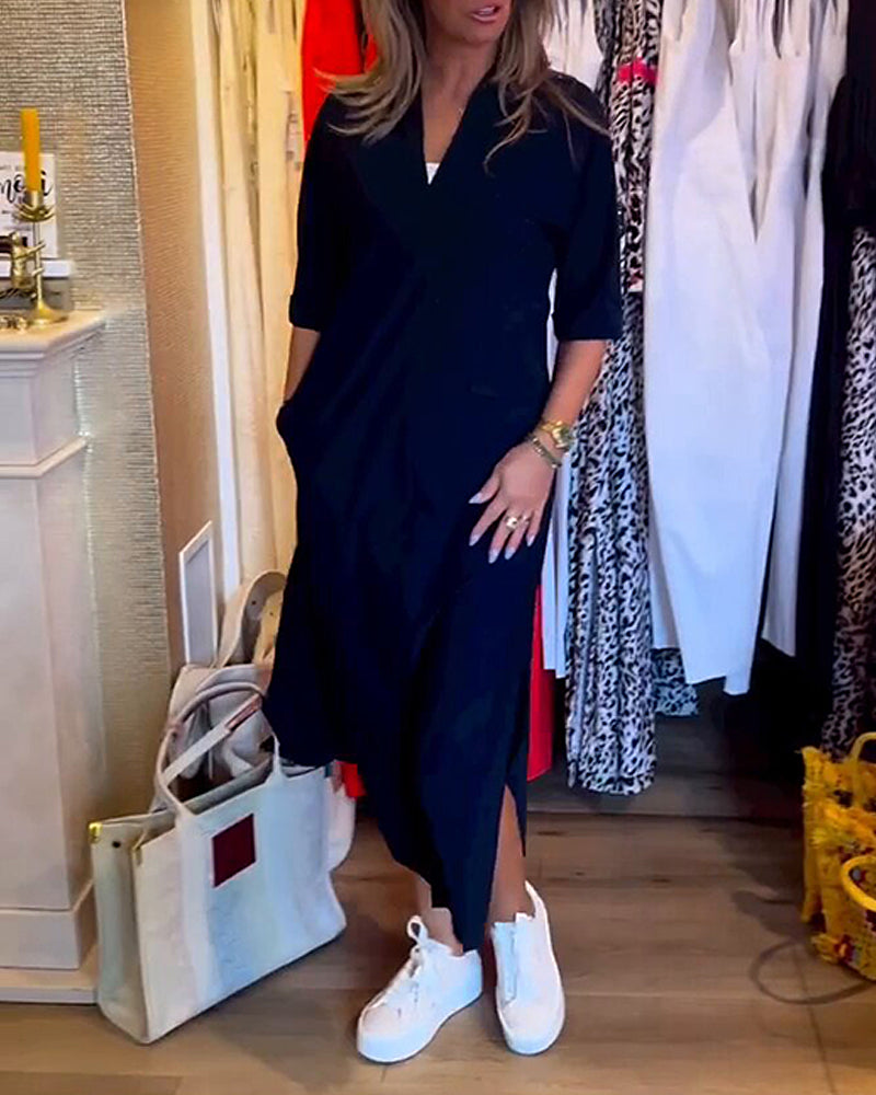 Robe à poches et col en v