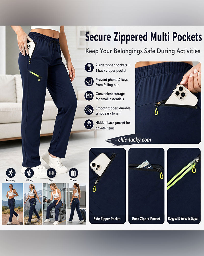 Pantalon Fermeture Éclair Pochette Jambe Droite