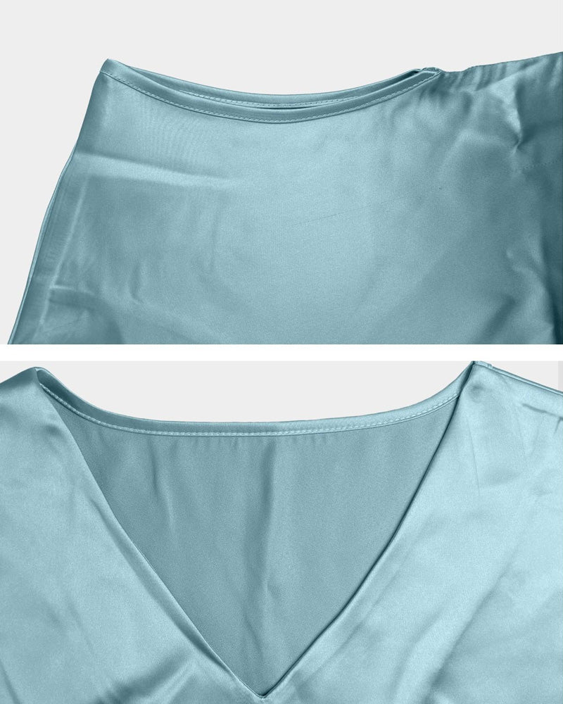 Blouse Sans Manches Col V À Cordon