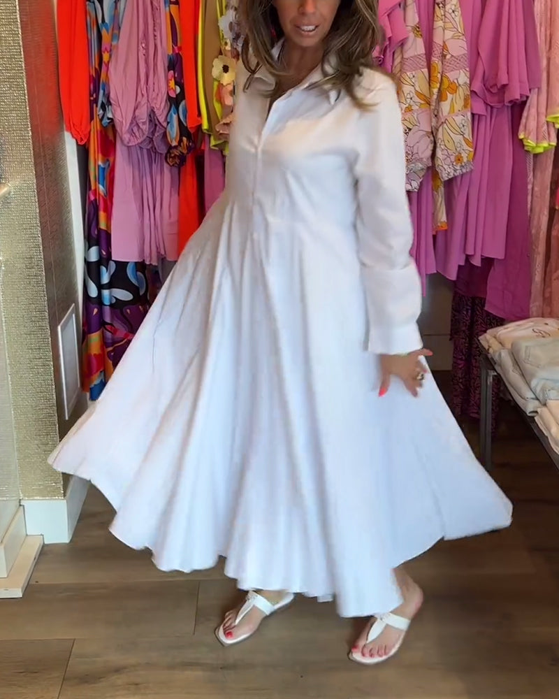 Robe décontractée à revers de couleur unie